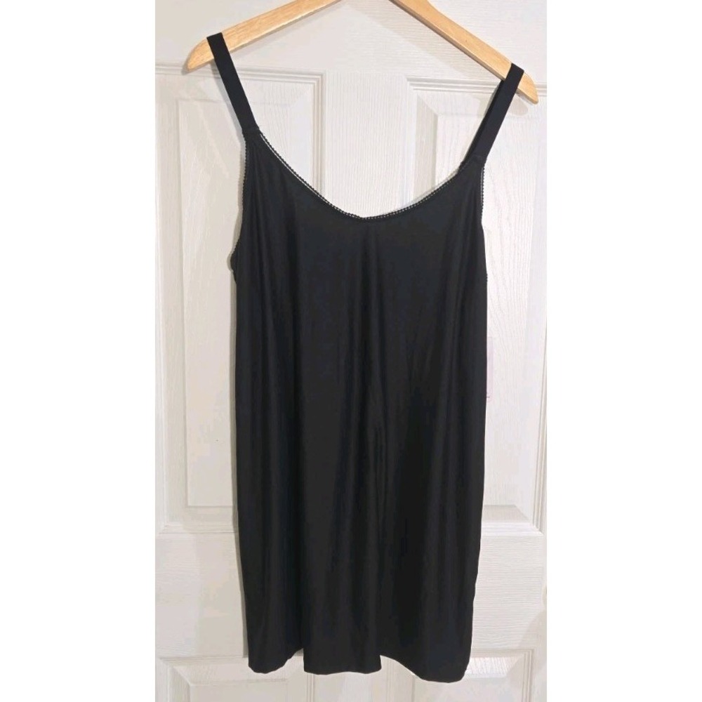 Secret Treasures Lingerie LARGE 12-14 Chemise Black Gown Slip Adjustable Straps